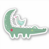 Groene verklikker met zeemleder op de ruglaptop sticker (Voorkant)