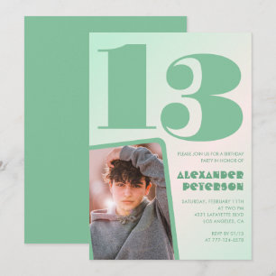 Groene verloop 13e verjaardagsuitnodigingen Jongen Kaart