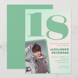 Groene verloop 18e verjaardagsuitnodigingen Jongen Kaart
