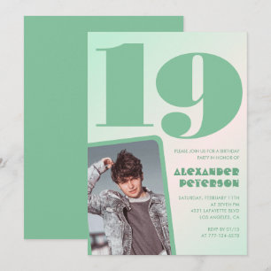 Groene verloop 19e verjaardagsuitnodigingen Jongen Kaart