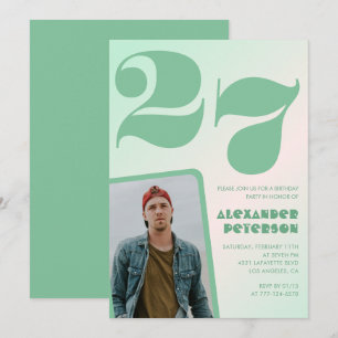 Groene verloop 27e verjaardagsuitnodigingen Jongen Kaart