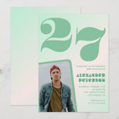 Groene verloop 27e verjaardagsuitnodigingen Jongen Kaart (Voorkant / Achterkant)
