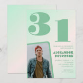 Groene verloop 31e verjaardagsuitnodigingen Jongen Kaart (Voorkant / Achterkant)