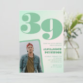 Groene verloop 39e verjaardagsuitnodigingen Jongen Kaart (Staand voorkant)
