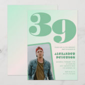 Groene verloop 39e verjaardagsuitnodigingen Jongen Kaart (Voorkant / Achterkant)