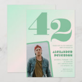 Groene verloop 42e verjaardagsuitnodigingen Jongen Kaart (Voorkant / Achterkant)