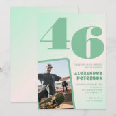 Groene verloop 46e verjaardagsuitnodigingen Jongen Kaart (Voorkant / Achterkant)