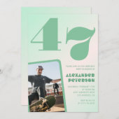 Groene verloop 47e verjaardagsuitnodigingen Jongen Kaart (Voorkant / Achterkant)