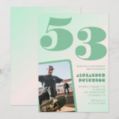 Groene verloop 53ste verjaardagsuitnodigingen Jong Kaart (Voorkant / Achterkant)