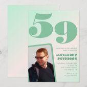 Groene verloop 59e verjaardagsuitnodigingen Jongen Kaart (Voorkant / Achterkant)