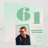 Groene verloop 61ste verjaardagsuitnodigingen Jong Kaart (Voorkant / Achterkant)