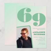 Groene verloop 69e verjaardagsuitnodigingen Jongen Kaart (Voorkant / Achterkant)