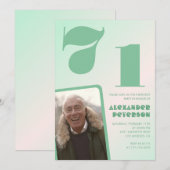 Groene verloop 71ste verjaardagsuitnodigingen Mann Kaart (Voorkant / Achterkant)