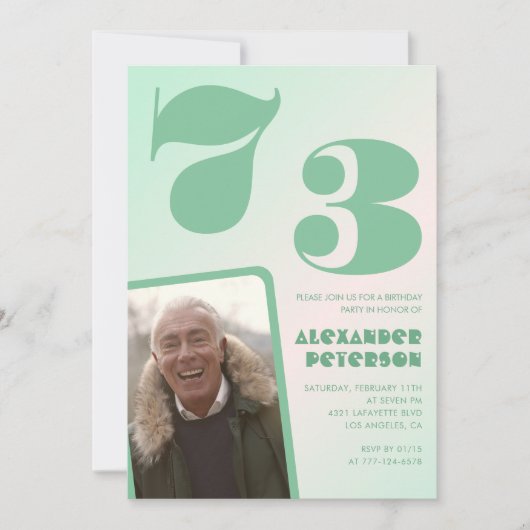 Groene verloop 73e verjaardagsuitnodigingen Jongen Kaart (Voorkant)