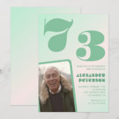 Groene verloop 73e verjaardagsuitnodigingen Jongen Kaart (Voorkant / Achterkant)