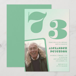 Groene verloop 73e verjaardagsuitnodigingen mannen kaart