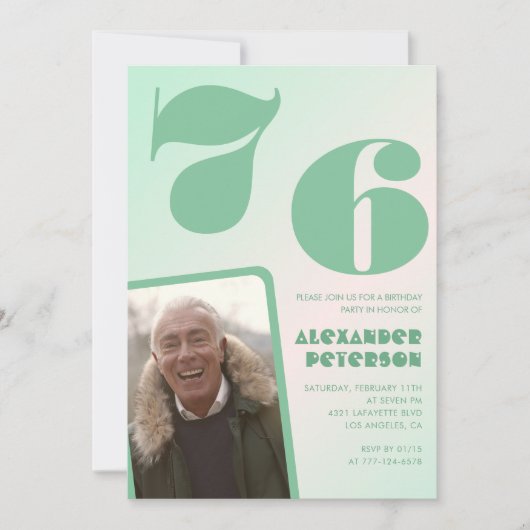 Groene verloop 76ste verjaardagsuitnodigingen Jong Kaart (Voorkant)