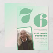 Groene verloop 76ste verjaardagsuitnodigingen Jong Kaart (Voorkant / Achterkant)