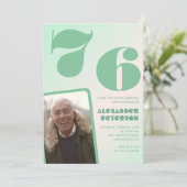 Groene verloop 76ste verjaardagsuitnodigingen Mann Kaart (Staand voorkant)