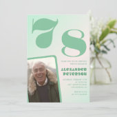 Groene verloop 78ste verjaardagsuitnodigingen mann kaart (Staand voorkant)