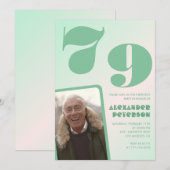 Groene verloop 79e verjaardagsuitnodigingen Jongen Kaart (Voorkant / Achterkant)
