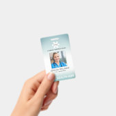 Groene verloop bewerkbare bezettingsfoto voor werk badge (Handheld)