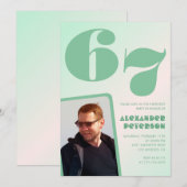 Groene verloop uitnodigingen 67ste verjaardag Jong (Voorkant / Achterkant)