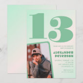 Groene verloop uitnodigingen voor 13e verjaardag J (Voorkant / Achterkant)