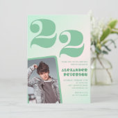 Groene verloop uitnodigingen voor 22ste verjaardag (Staand voorkant)