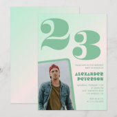 Groene verloop uitnodigingen voor 23ste verjaardag (Voorkant / Achterkant)