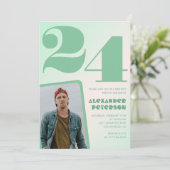 Groene verloop uitnodigingen voor 24ste verjaardag (Staand voorkant)
