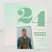 Groene verloop uitnodigingen voor 24ste verjaardag (Voorkant / Achterkant)