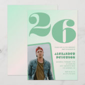 Groene verloop uitnodigingen voor 26ste verjaardag (Voorkant / Achterkant)