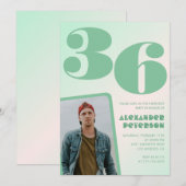 Groene verloop uitnodigingen voor 36ste verjaardag (Voorkant / Achterkant)