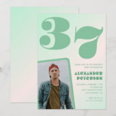 Groene verloop uitnodigingen voor 37ste verjaardag (Voorkant / Achterkant)