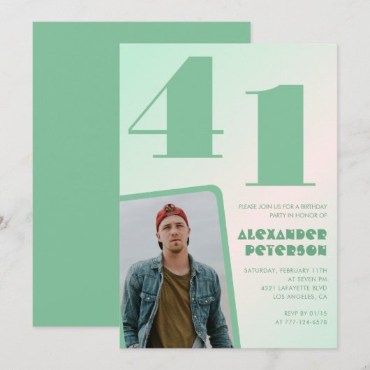 Groene verloop uitnodigingen voor 41ste verjaardag (Voorkant / Achterkant)