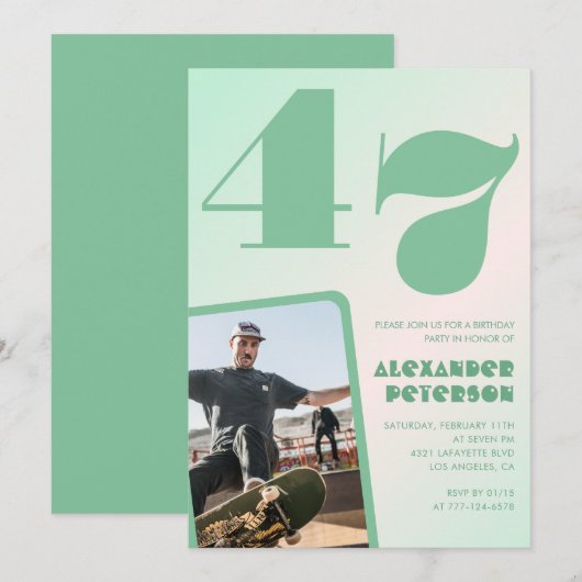 Groene verloop uitnodigingen voor 47ste verjaardag (Voorkant / Achterkant)