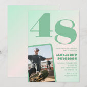 Groene verloop uitnodigingen voor 48ste verjaardag (Voorkant / Achterkant)