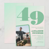 Groene verloop uitnodigingen voor 49ste verjaardag (Voorkant / Achterkant)