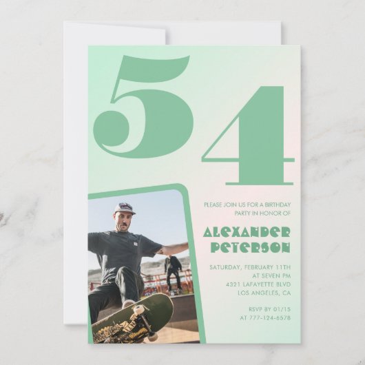 Groene verloop uitnodigingen voor 54ste verjaardag (Voorkant)