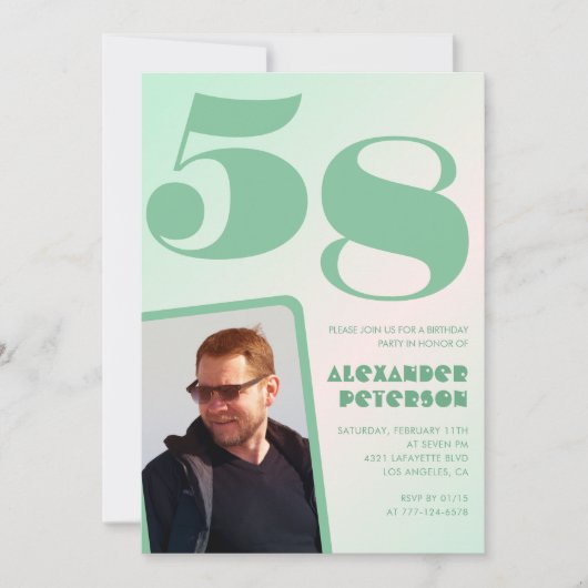 Groene verloop uitnodigingen voor 58ste verjaardag (Voorkant)