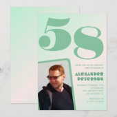 Groene verloop uitnodigingen voor 58ste verjaardag (Voorkant / Achterkant)