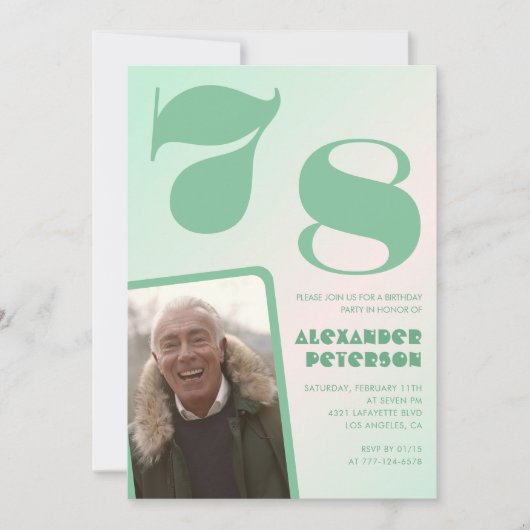 Groene verloop uitnodigingen voor 78ste verjaardag (Voorkant)