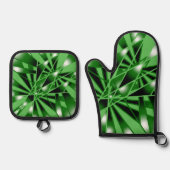 Groene verloopkleur Vulling Kunstperspectieftekeni Ovenwant & Pannenlap Set (Voorkant)