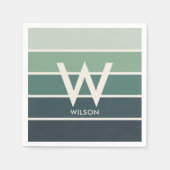 Groene Verlopende Gestreepte Monogram Persoonlijk Servet (Voorkant)