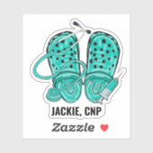 Groene Verpleegklompen & Spuit Monogram Waterdicht Sticker (Vel)