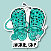 Groene Verpleegklompen & Spuit Monogram Waterdicht Sticker