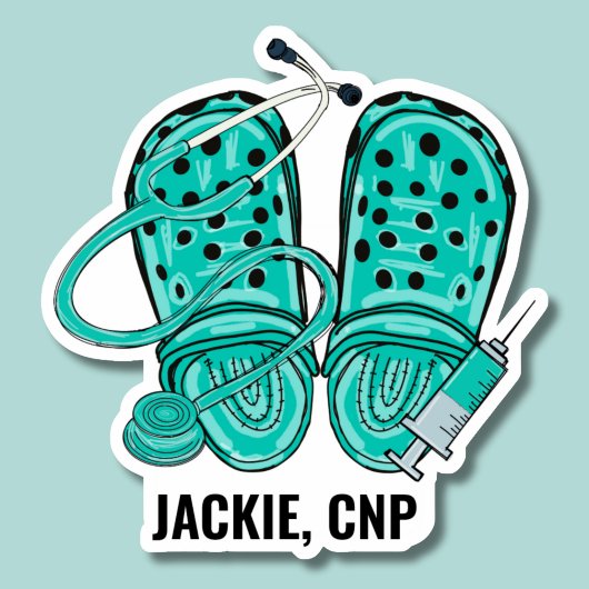 Groene Verpleegklompen & Spuit Monogram Waterdicht Sticker