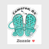 Groene Verpleegklompen & Spuit Monogram Waterdicht Sticker (Vel)