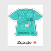 Groene Verpleegkunde Scrub Top Monogram Waterdicht Sticker (Vel)